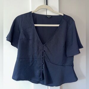 Navy cropped blouse